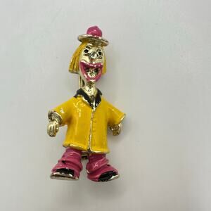 Celebrity NY vintage 1950s gold tone enamel clown figural brooch pin